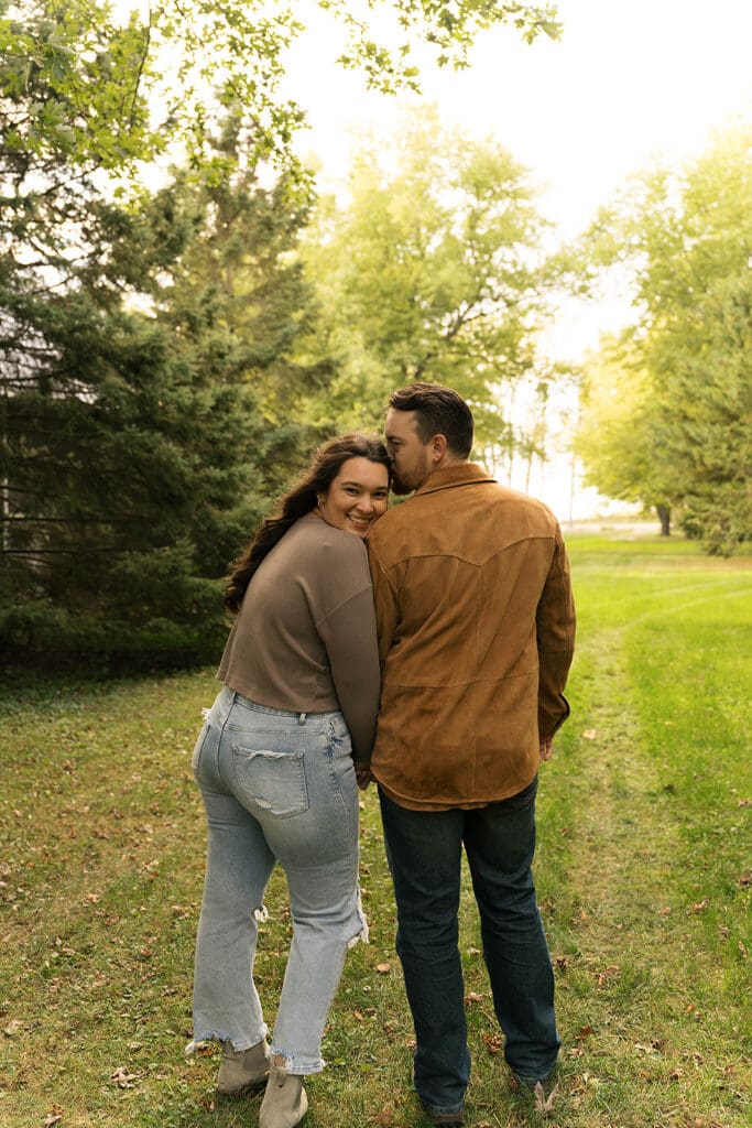 couple hugging during their golden hour session
