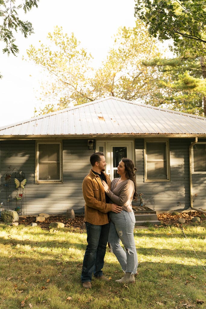 couple laughing with each other during their session