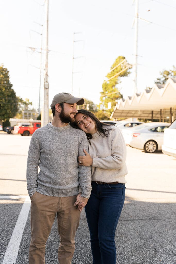couple hugging during their fall photoshoot