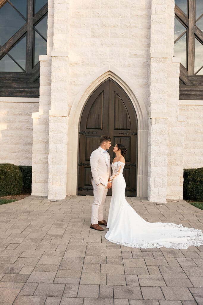 cute picture of the newlyweds at their elegant bridal portraits