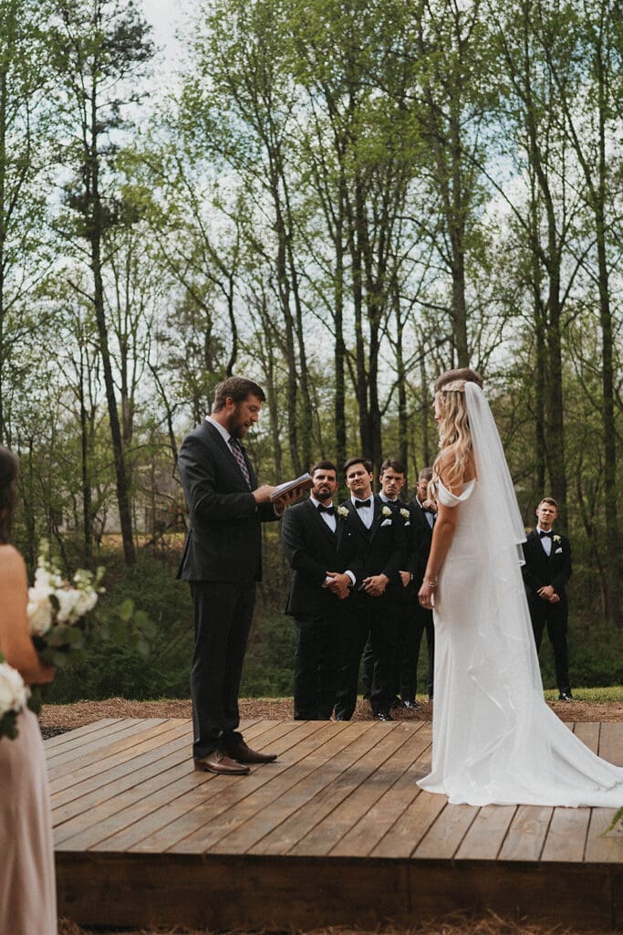 bride and groom emotional at their wedding ceremony