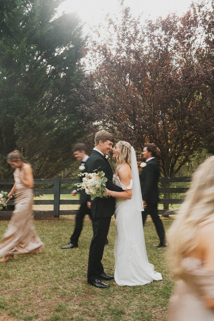 cute picture of the newlyweds kissing