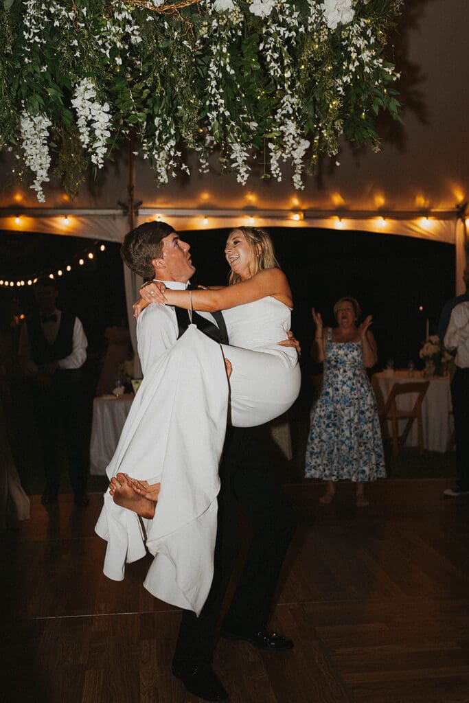 cute picture of the newlyweds at their reception party