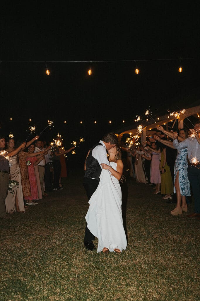 portrait of the newly married couple kissing