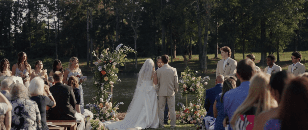 cute picture of the bride and groom at their intimate wedding ceremony