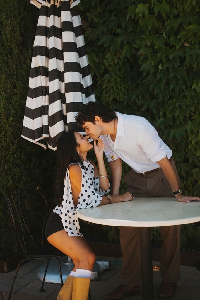 cute picture of the newly engaged couple at their dream photoshoot