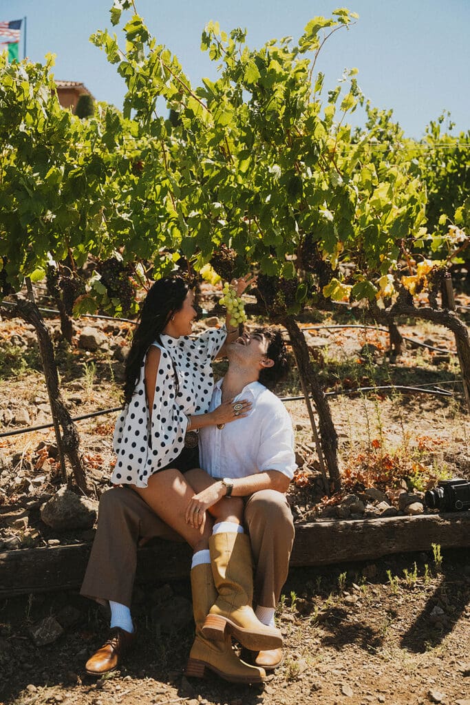 fun and timeless couple session at a vineyard