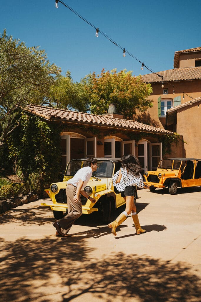 cute picture of the couple playing during their photoshoot